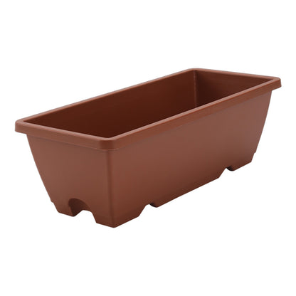 5pcs Balcony Vegetable Basin, Long Strip Horon Basin, Outdoor Creative Plastic Vegetable Planting Box, Available in White, Gray, Dark Green And Brick Red. Available Sizes: L42.5*W17*H14Cm/L49.5*W19*H*14Cm