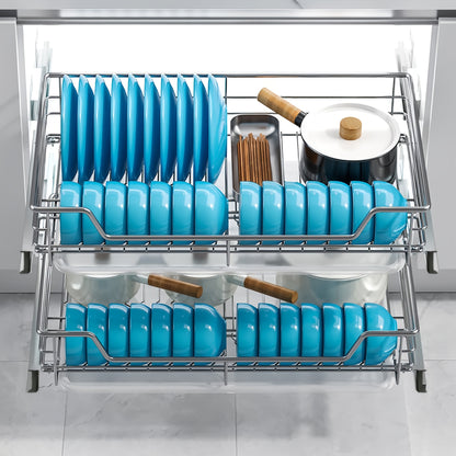 2X Kitchen Drawer Telescopic Drawer Full Extension Kitchen Cabinet Cupboard Pull Out Bedroom Cabinets Load Bearing Basket Pull Out Household Kitchen Shelf