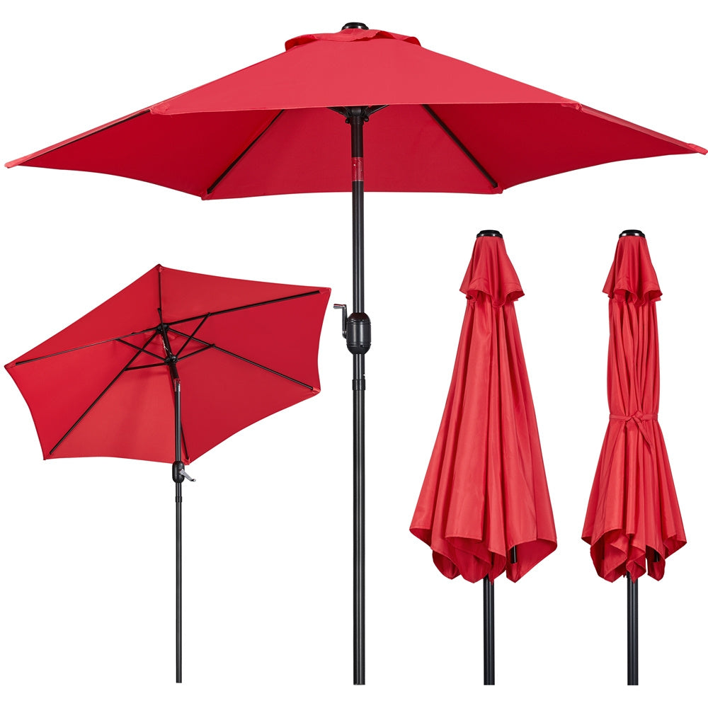 Costoffs Patio Umbrella Outdoor, 2.3m Market Umbrella Parasol Umbrella with Crank/Tilt/6 Ribs, Garden Table Umbrella for Patio, Deck, Backyard, Pool & Beach