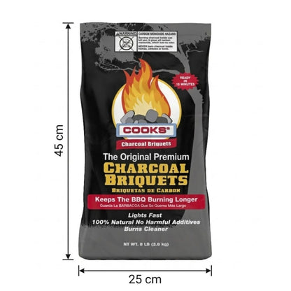 2 BAGS Log Barn Cooks Premium Charcoal Briquettes 7.2kg (2 x 3.6kg) - Long-Lasting BBQ Fuel for Consistent Heat | Ideal for Smoking, Barbecues & Outdoor Cooking