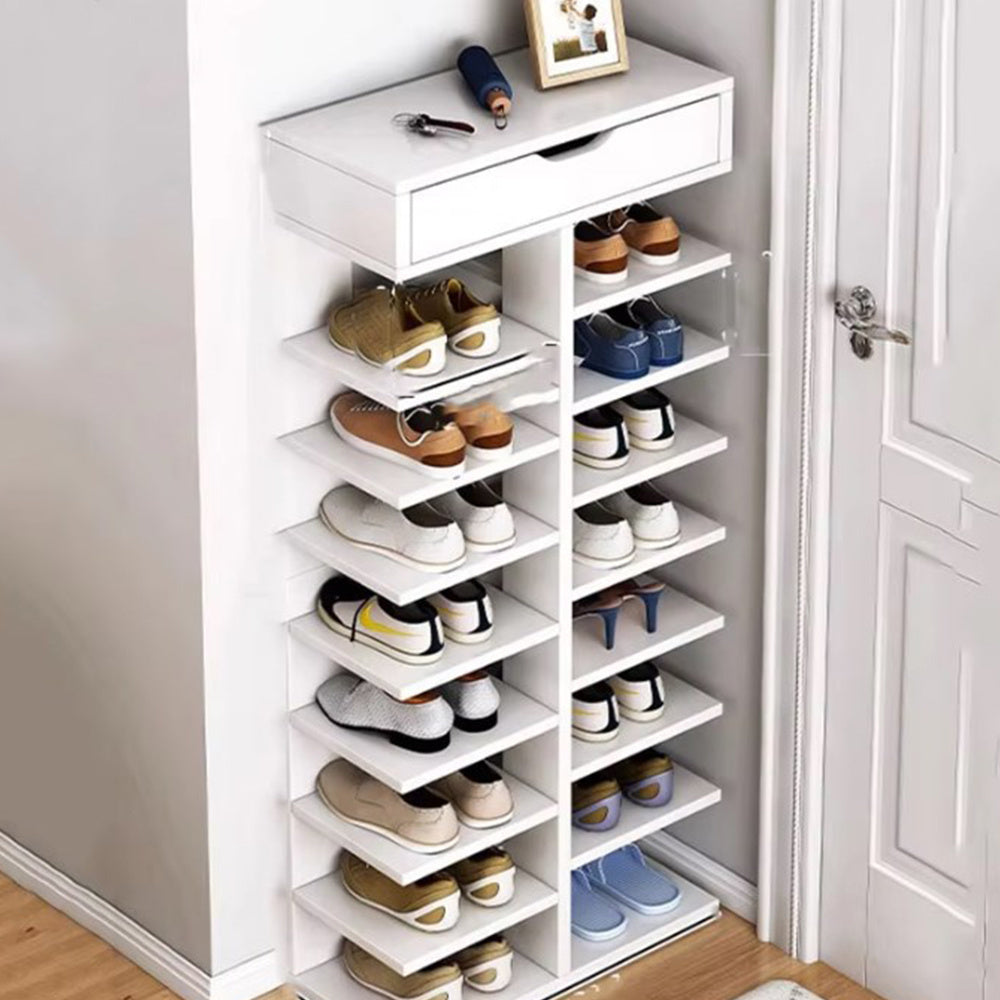 8/9-Tier Heavy-Duty Tall Shoe Rack Cabinet with Drawer, Space-Saving Vertical Shoe Organizer, Narrow Entryway/Bedroom/Office Storage, for Hallway, Closet, Apartment, Bedroom Organization
