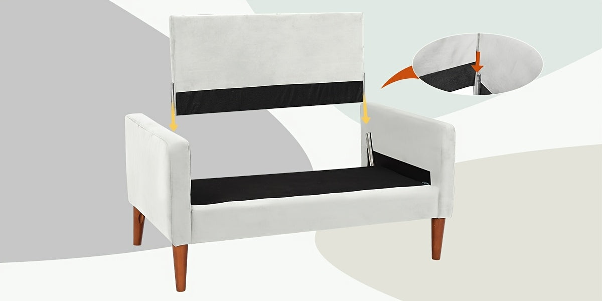 Vesgantti Small 2 Seater Sofa Beige, Comfy Couch with Spring Cushion, Velvet Sofa with Wood Legs, Modern Love Seat Sofa 2 Seater for Living Room, Small Couch for Bedroom, Beige Office Couch
