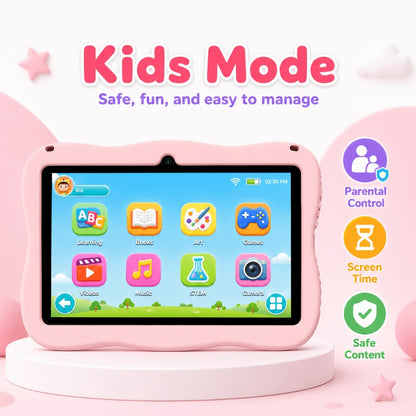 Kids Tablet 7 Inch Android 13 4GB RAM 32GB ROM WiFi Bluetooth Long Battery Protective Case Safe Educational Entertainment Children Tablet Playful Design