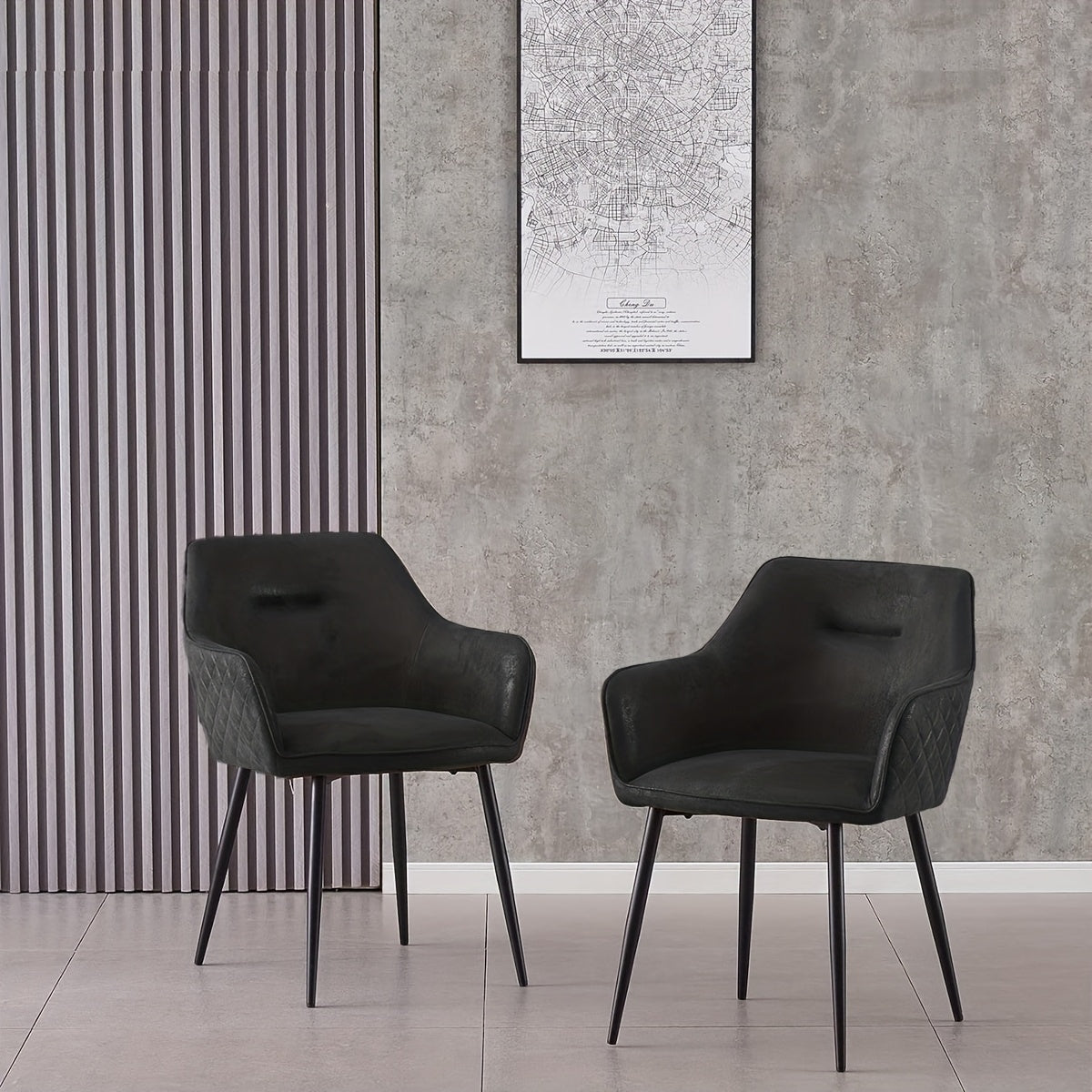 Faux Suede Dining Chairs Diamond Tufted Bowl Shape Armrests Metal Legs 120kg Capacity Set of 2 4 6 Brown Grey Black Living Room Office