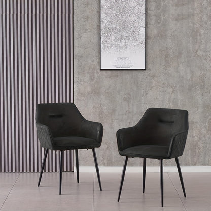 Faux Suede Dining Chairs Diamond Tufted Bowl Shape Armrests Metal Legs 120kg Capacity Set of 2 4 6 Brown Grey Black Living Room Office