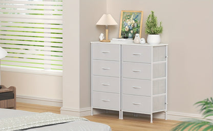 4-Drawer Chest of Drawers Metal Frame & MDF Top – Slim Bedroom Storage Unit 45x30x91cm UK