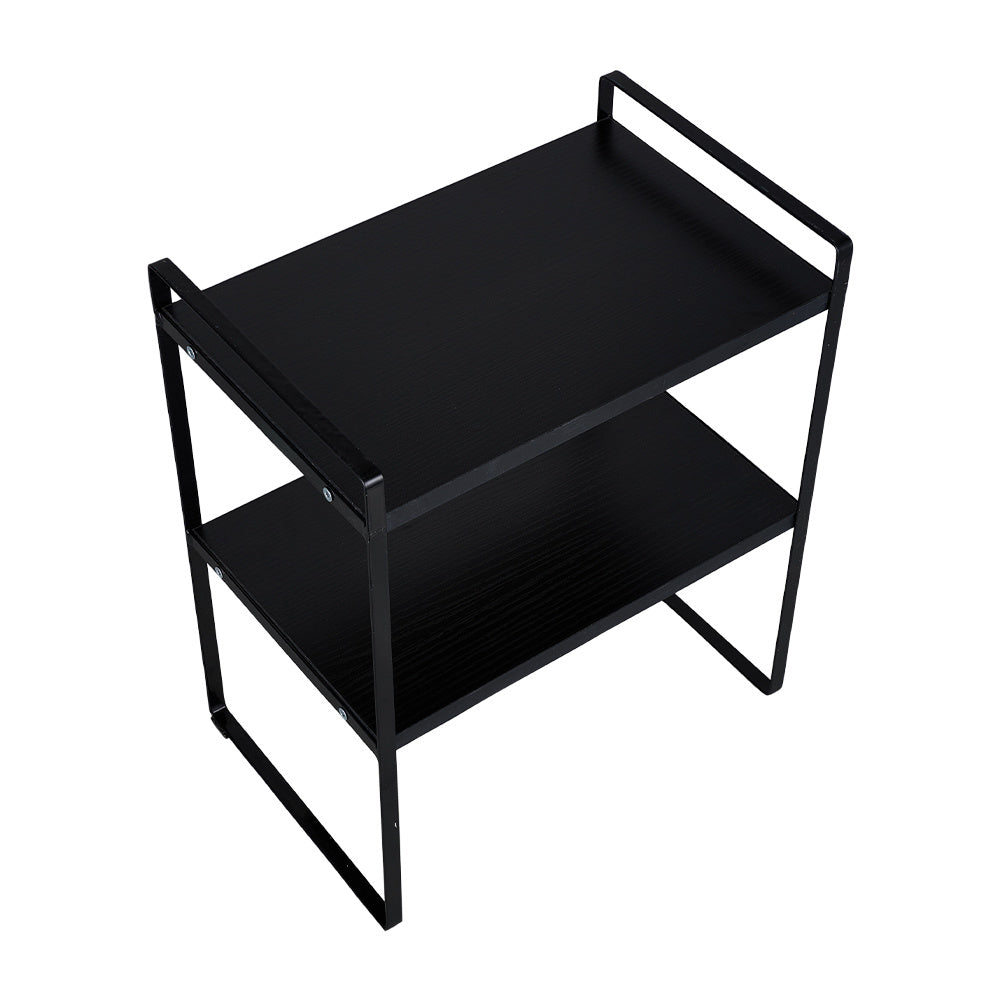 Multi-Tier Storage Rack, Mug Shelves for Desks, Black/White/Natural Wooden and Metal Countertop Organizer Shelf, Display Rack, Perfect for Dormitories Home Office Kitchen Bathroom