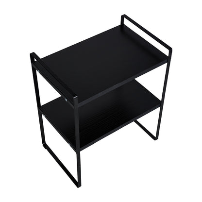 Multi-Tier Storage Rack, Mug Shelves for Desks, Black/White/Natural Wooden and Metal Countertop Organizer Shelf, Display Rack, Perfect for Dormitories Home Office Kitchen Bathroom