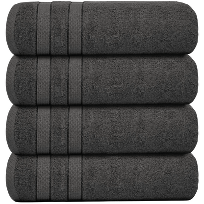 4 X Large Jumbo Bath Towels 100% Egyptian Cotton -75 x 150 cm- Soft Quick Dry Hotel Spa Big Bathroom Towels Set