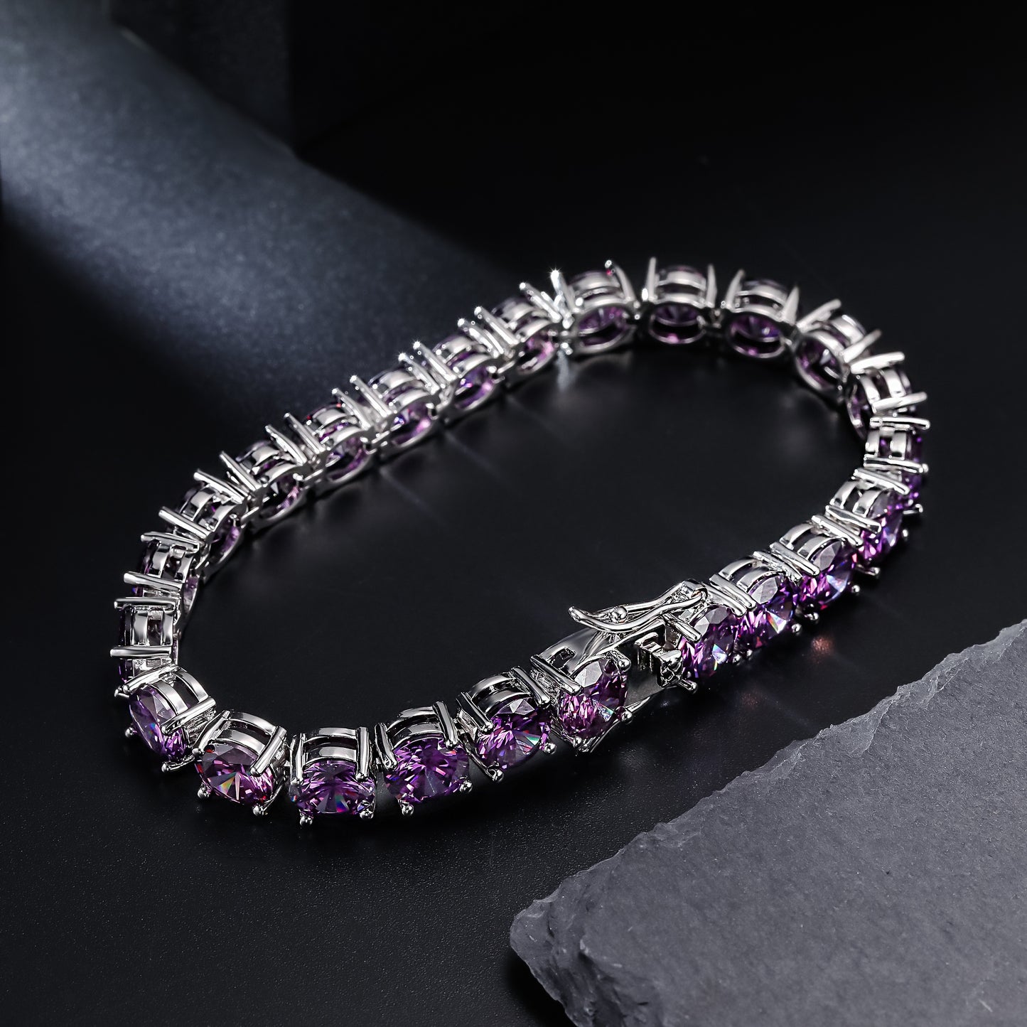 1pc 8mm Purple Tennis Chain Wedding Anniversary Concert Daily Bracelet Accessories Men's and Women's Thanksgiving Christmas Father's Day Holiday Gift Everyday Gift