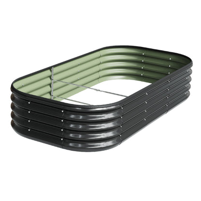 Galvanized Planter Garden Boxes Outdoor, Oval Large Metal Galvanized Raised Garden Bed for Vegetables, 2 Sizes 2 Colours Available
