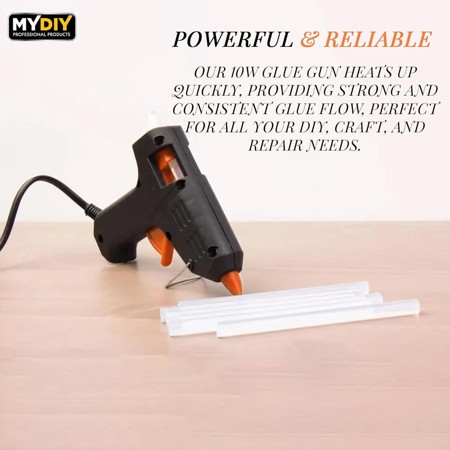 My DIY Mini Hot Glue Gun – Pack of 1 (100PCS) & Pack of 2 (200PCS) 7mm Glue Sticks for Crafting and Repairs, 10W Fast Heating Glue Gun with Built-in Safety Stand and Anti-Drip Nozzle