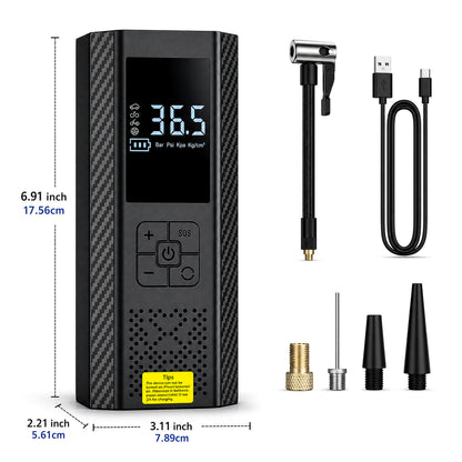 [Portable USB Rechargeable] 150PSI Portable Air Compressor with Tire Pressure Gauge & LED Display - 3X Faster One-Touch Smart Cordless Tire Inflator, USB-Powered, Rechargeable Battery, Battery capacity: 3000 mAh