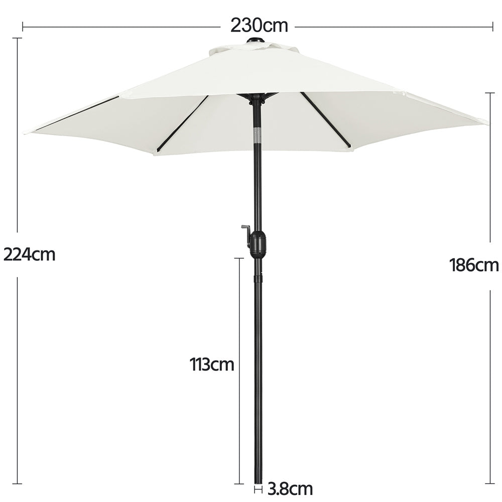 Costoffs Patio Umbrella Outdoor, 2.3m Market Umbrella Parasol Umbrella with Crank/Tilt/6 Ribs, Garden Table Umbrella for Patio, Deck, Backyard, Pool & Beach