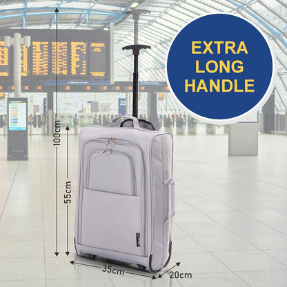 5 Cities 21” / 55cm Lightweight Carry On Travel Cabin Trolley Bag with Wheels, Cabin Approved Hand Luggage, 2 Year Warranty – Black