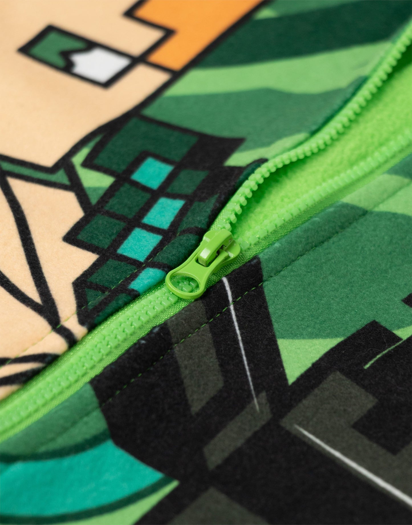 Minecraft Creeper Boys Green Zip-Up Onesie | Long Sleeve Microfleece Sleepwear with Steve & Enderman Print | Kids Gamer Nightwear | Ideal for Bedtime & Lounging | Minecraft Merch - 13-14 Years