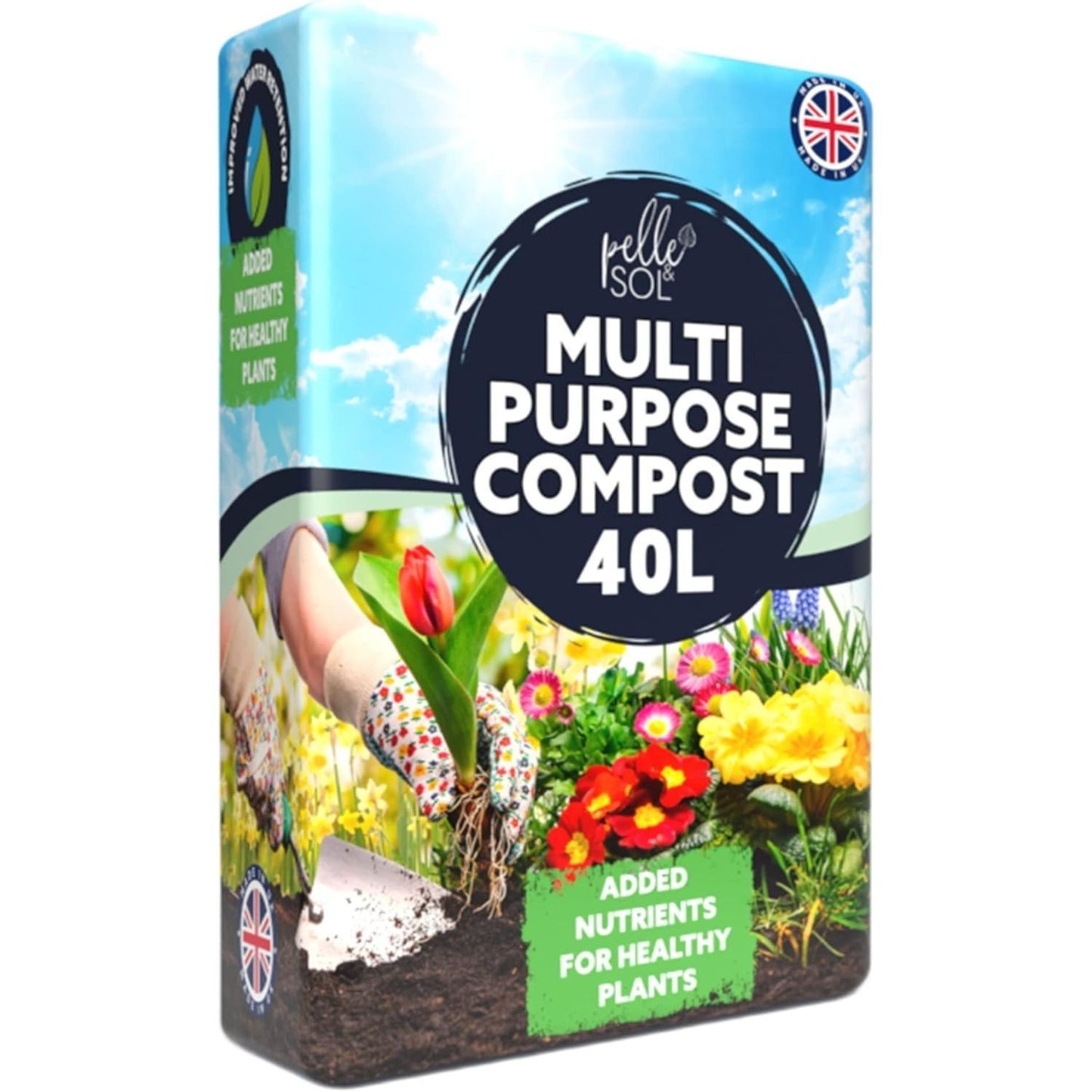 Pelle & Sol 10/20/40/50/60Ltr Multi Purpose Compost - Compost for Outdoor Plants & Soil for Plants Indoors - Potting Soil for Pots Plants Outdoor - All Purpose Nutrient Rich Fertiliser, Houseplant Potting Mix