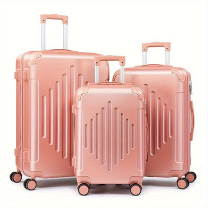 of Trolley Cases in Sizes 12, 16, 20, 24, And 28 Inches, Featuring a Stylish Diamond Stripe Design with Reinforced Corners, Made from Durable ABS Material, Perfect for Travelers on Extended Trips