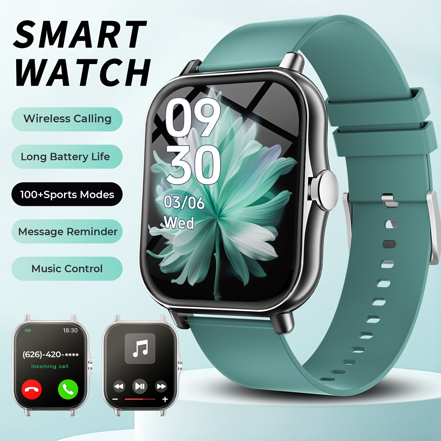1.83-Inch Smart Watch - Unisex Fitness Tracker - Wireless Calling, Music Play, Weather Forecast - Call Alerts, App Notifications, Versatile Watch Faces - Perfect Gift for Labor Day, Back to School & Christmas - Stylish Sporty Design