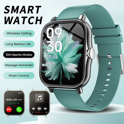 1.83-Inch Smart Watch - Unisex Fitness Tracker - Wireless Calling, Music Play, Weather Forecast - Call Alerts, App Notifications, Versatile Watch Faces - Perfect Gift for Labor Day, Back to School & Christmas - Stylish Sporty Design