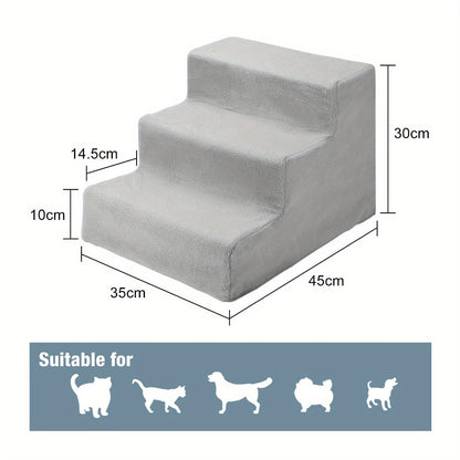 Dog Steps 3/4 Steps Pet Stair Step Pet Stairs Pet Ladder with Washable Non Slip Plush Cloth Cover for Dogs and Cats
