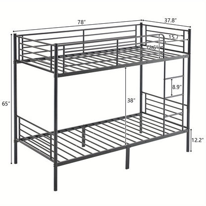 [Heavy Duty Bunk Bed] Sturdy Metal Frame, Heavy Duty Twin-Over-Twin Metal Bunk Bed | Built-In Safety Ladder, Full Guardrails & Underbed Storage - Modern Black Finish, Easy Assembly, No Power Needed for Bedroom, Dorm, Guest Room, Bunk Bed for Bedroom, Dorm