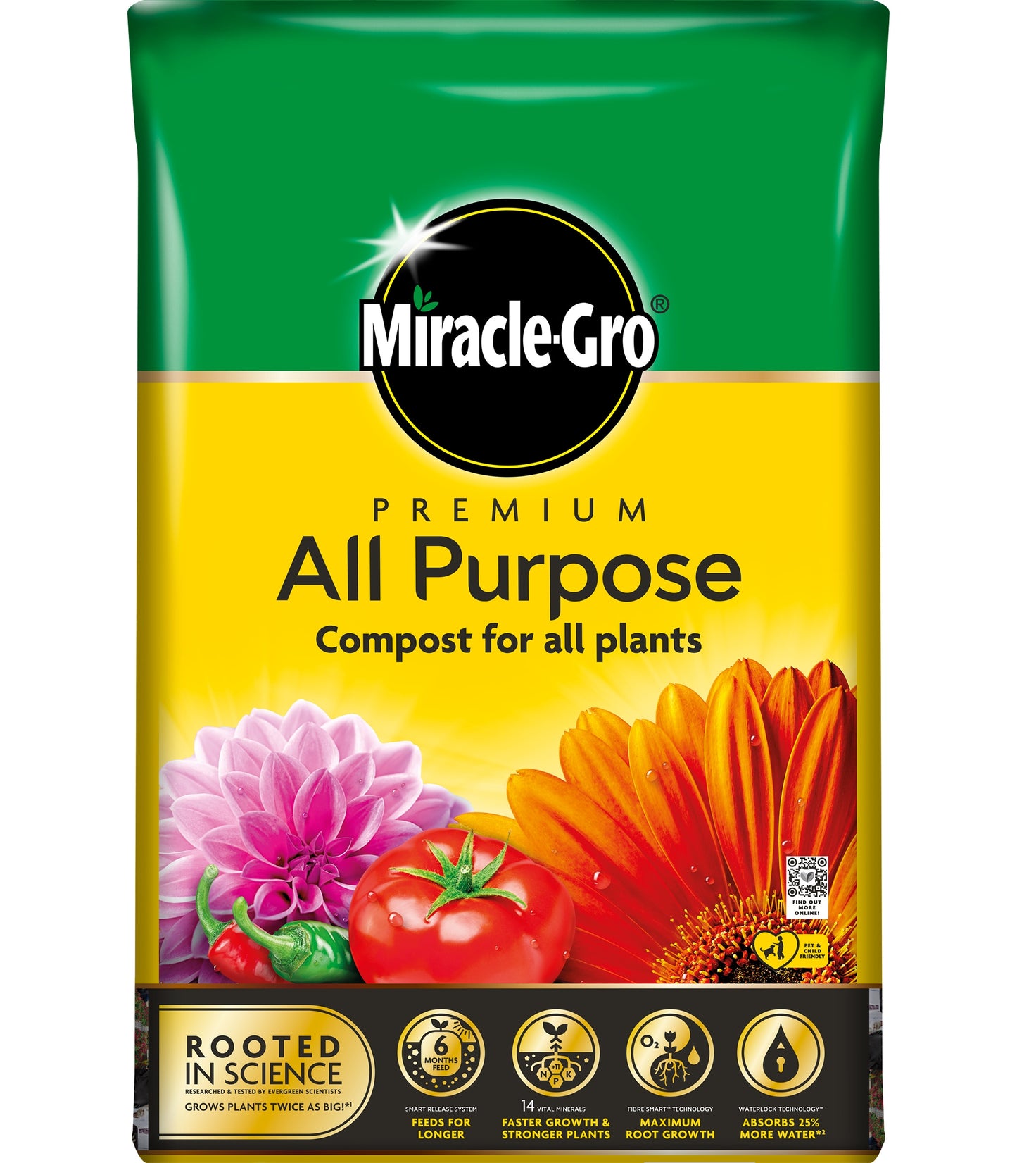 Miracle-Gro All Purpose Premium Compost 20L Nutrient Enriched Soil for Garden Flower All Plants Maximum Root Growth Multi-Purpose
