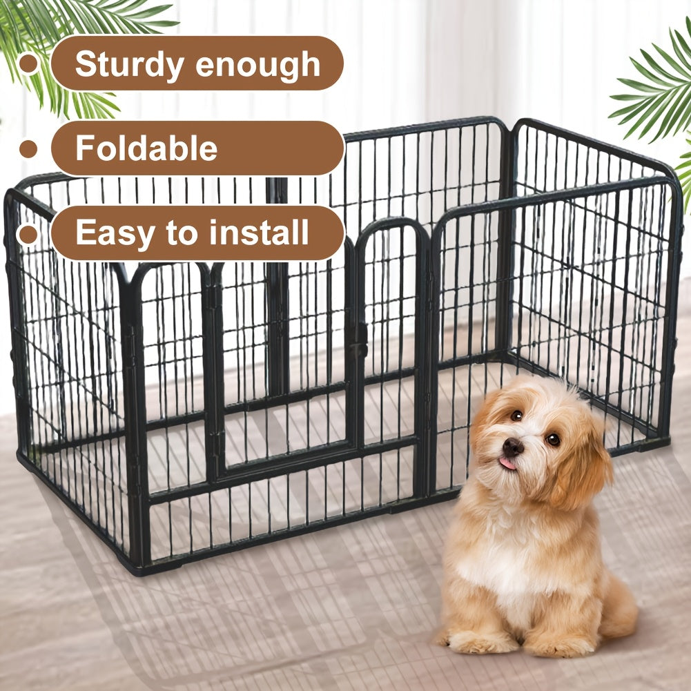 6-Panel Heavy Duty Metal Dog Puppy Playpen - Foldable & Detachable Pet Pen with Assembly, /Outdoor Exercise Fence Suitable for Dogs, Cats, Rabbits - Portable & Sturdy Play Pen
