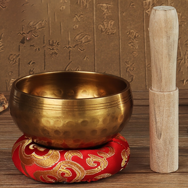 Tibetan Singing Bowl Set with Mallet - 7 Chakra Points, 432Hz Tuned for Yoga, Meditation & Sound Healing - Golden-Toned Singing Bowls for Chakra Balancing, Relaxation & Spiritual Practice - Portable Sound Healing Instrument for Home, Studio, Spa, Yoga Stu