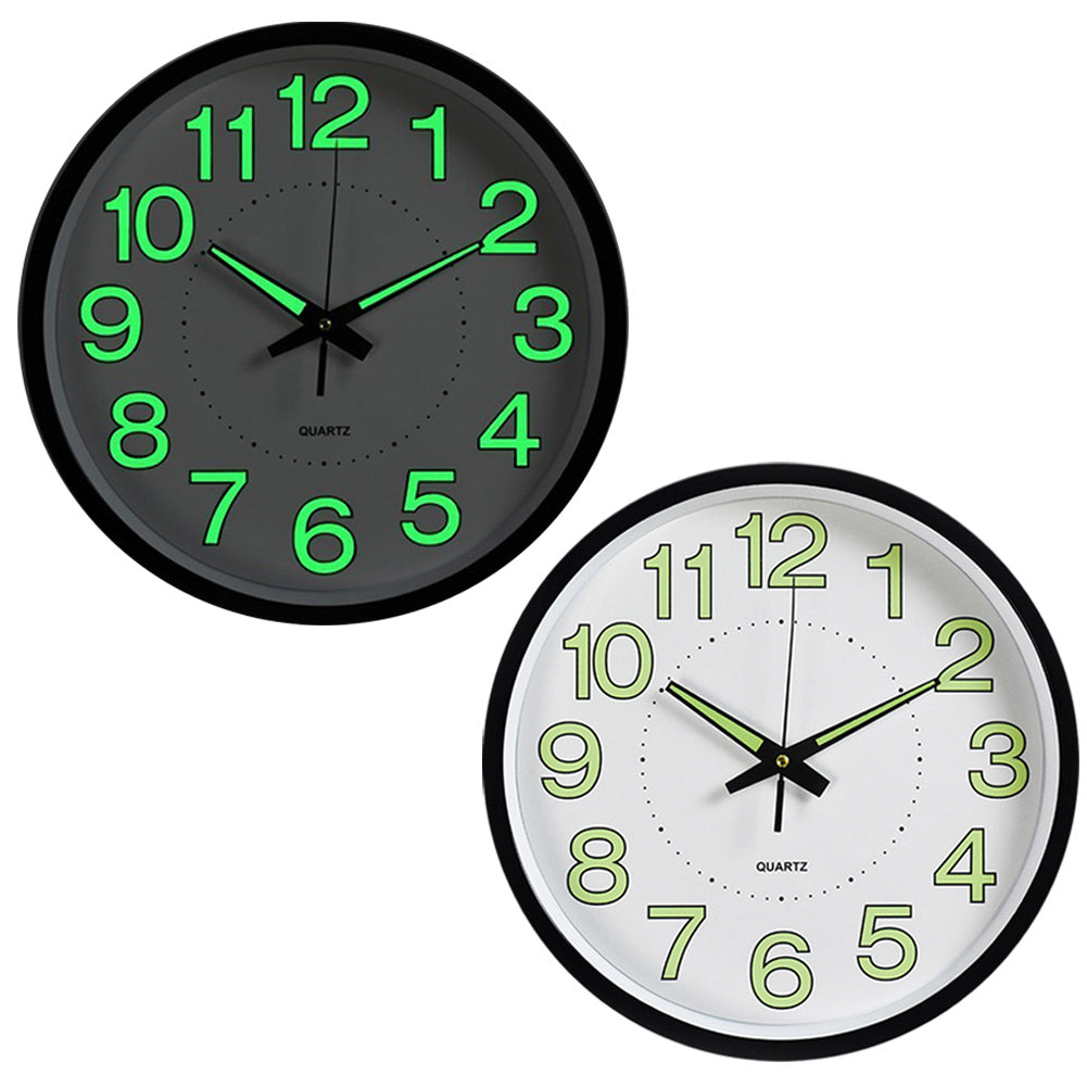 12" Luminous Wall Clock Glow in The Dark Wall Clock Silent Quartz Wall Clocks Non Ticking Sweep Movement, Easy To Read, Perfect for Living Room, Bedroom, Kitchen, Office, Study Room, Dining Room, Halloween Christmas Gifts, Birthday Gifts