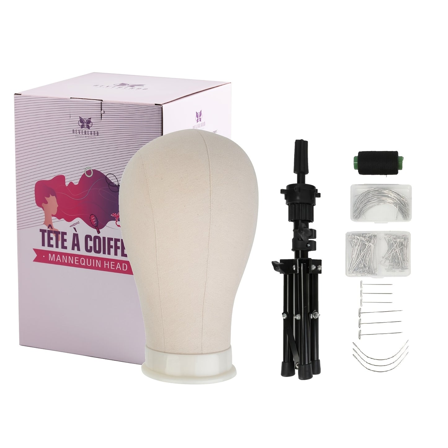 Neverland Beauty And Health 53.34cm - 60.96cm Canvas Wig Head Mannequin Head Head Stand Manikin Head for Wig Making Display with Wig Stand Tripod