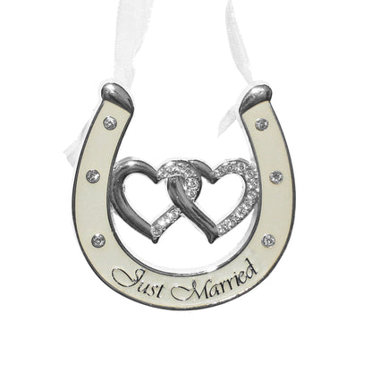 Wedding Ivory Coloured Double Heart Horseshoe with Diamantes