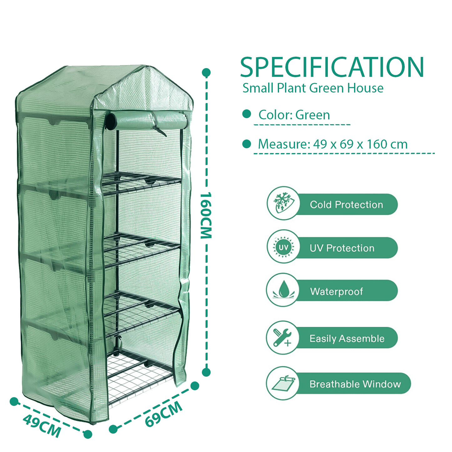 4 Tier Greenhouse, Small Plant Greenhouses,With Transparent Plastic PVC Cover, Indoor outdoor tent garden greenhouse