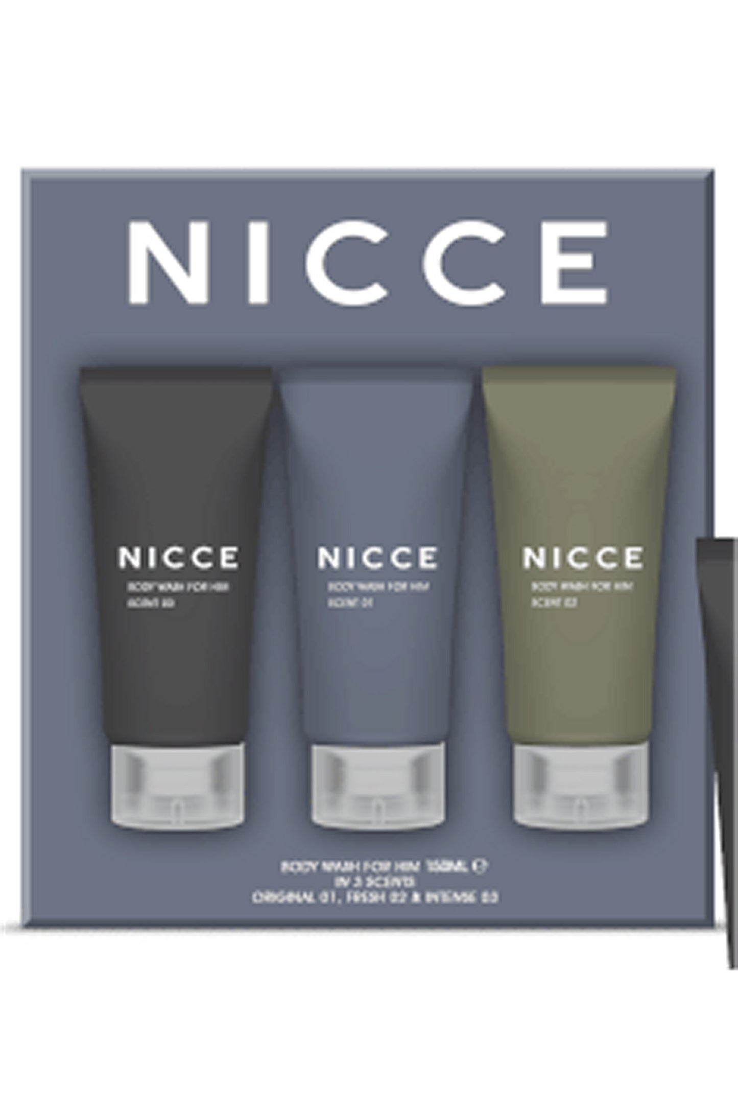 Nicce for Men Body Wash for Him Set 3 x 150ml Original#01, Fresh#02, Intense #03 Mens Gift Set