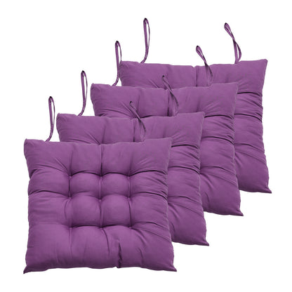 Purple 4pcs Solid Coloured Chair Cushions - Machine Washable and Durable, for Comfort and Support, Suitable for Garden, Dining and Office Chairs 40*40*5 Cm