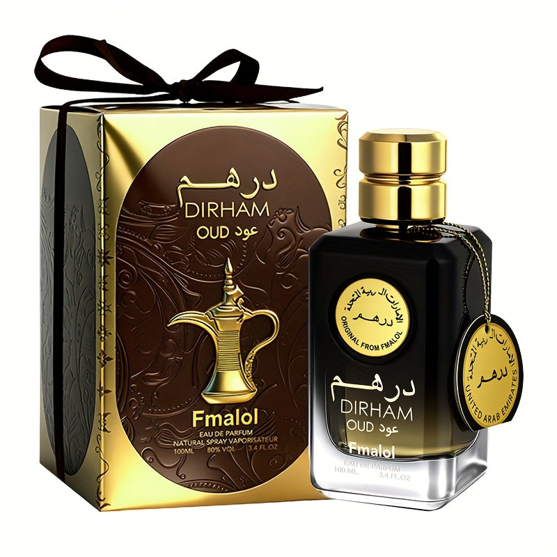 Dubai Oud Luxury Men's Eau De Parfum, 3.4oz. Arabian High - End Gift Box, Featuring a Golden Patterned Water Pot Design with Exquisite Texture. It Has an Oriental Woody Fragrance, Suitable for Men to Wear on High - End Occasions and in Daily Life.