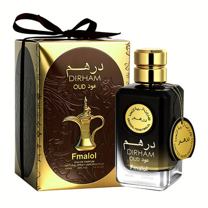 Dubai Oud Luxury Men's Eau De Parfum, 3.4oz. Arabian High - End Gift Box, Featuring a Golden Patterned Water Pot Design with Exquisite Texture. It Has an Oriental Woody Fragrance, Suitable for Men to Wear on High - End Occasions and in Daily Life.
