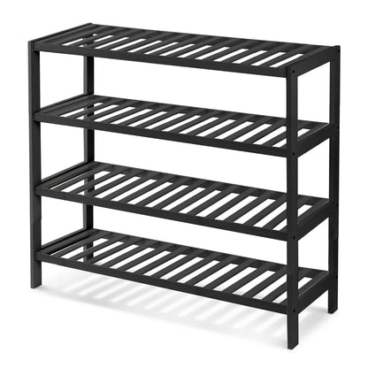 Neo 4-Tier Bamboo Shoe Rack Wooden Shoe Storage Organiser Shelf for Hallway, Entrance Living Room 67 x 70 x 25cm