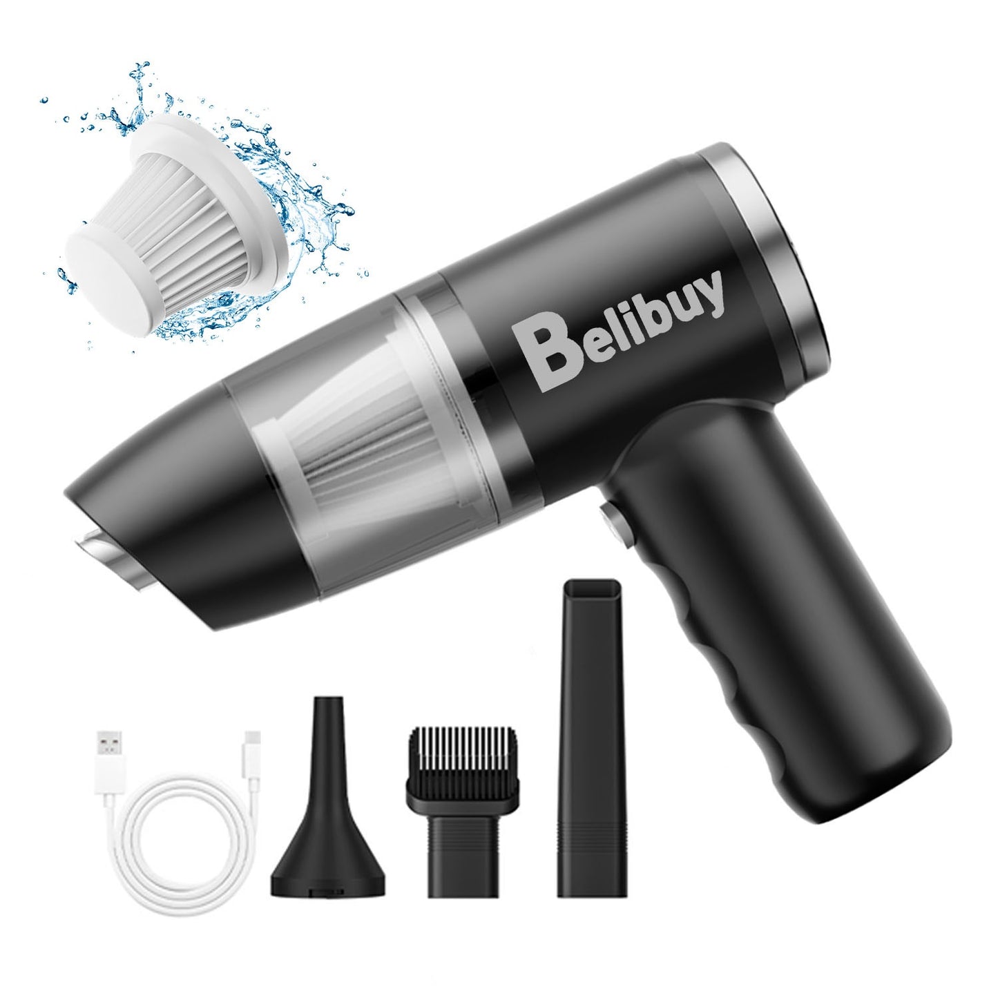 [Car Wireless Vacuum Cleaner] 15000Pa Large Suction Power Handheld And Portable, Long Battery Life Fast Charging with Flat Suction Head, Powerful Vacuuming, Hair Removal, Pet Hair, Nook And Cranny Cleaning, Dust And Hair In The Car, And Suck It Up