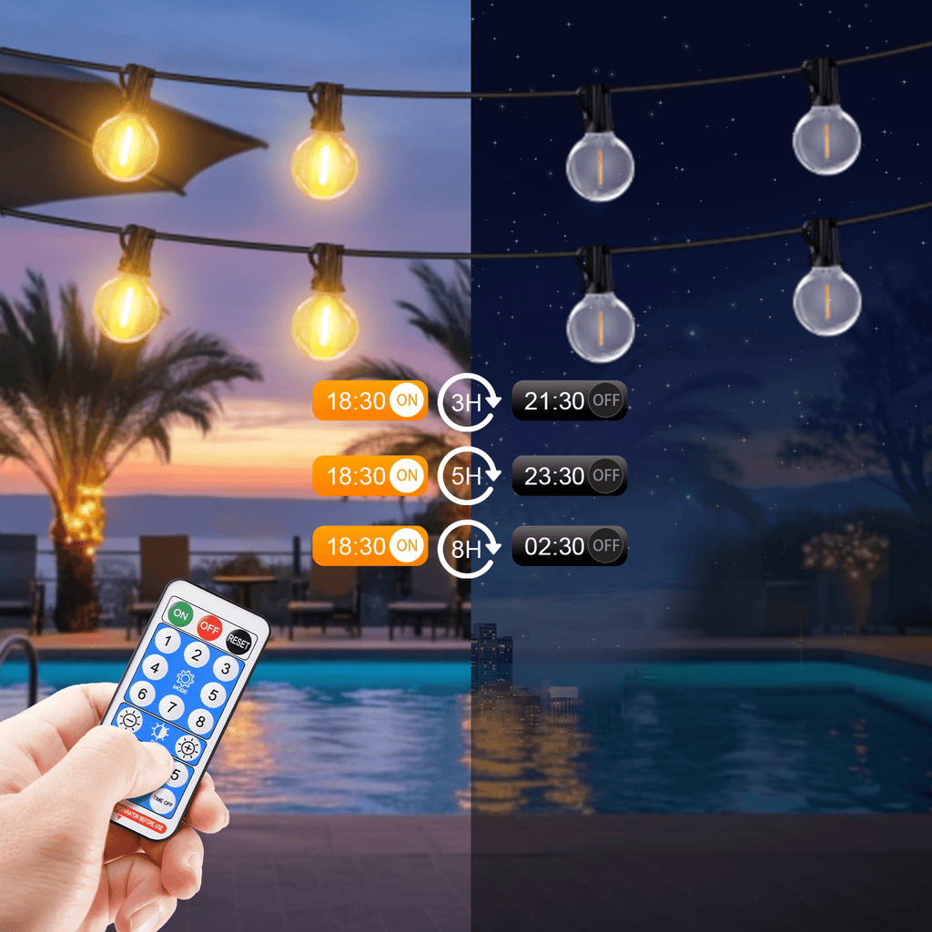 Solar G40 Garden String Lights with Remote Control