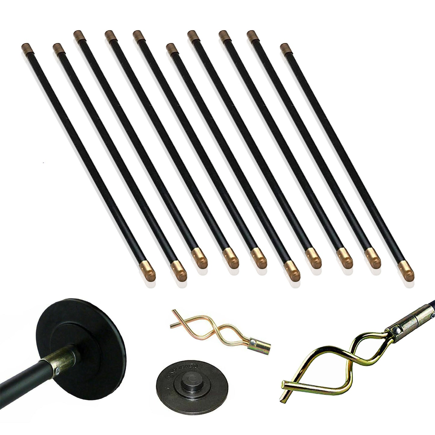 Drain Rods Set, Drainage Rods for Outside Drain Flexible, 12 Pcs / 9.2M Drain Unblocker with Heavy Duty Rubber Plunger & Double Worm Screw, Drainage Rods for Drain Cleaning with Carry Bag