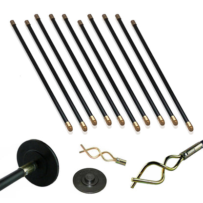 Drain Rods Set, Drainage Rods for Outside Drain Flexible, 12 Pcs / 9.2M Drain Unblocker with Heavy Duty Rubber Plunger & Double Worm Screw, Drainage Rods for Drain Cleaning with Carry Bag