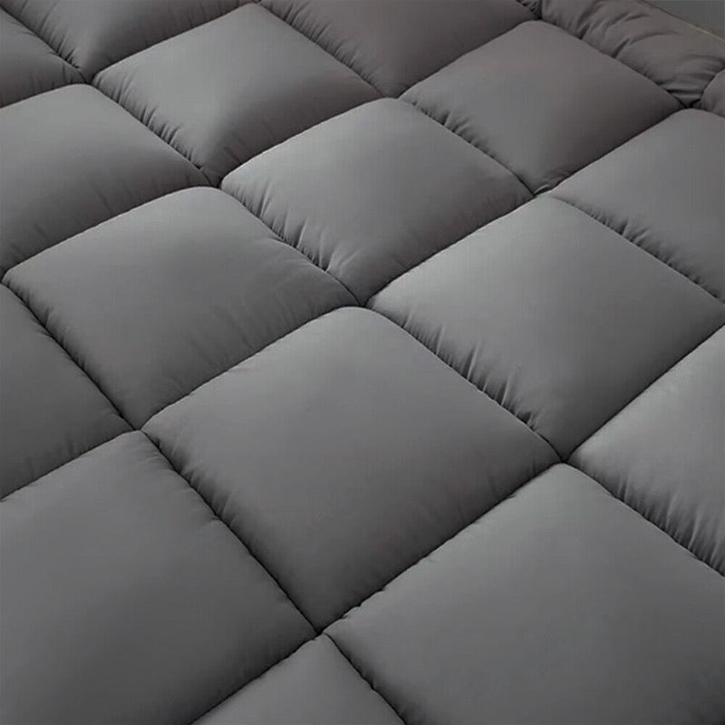 Grey Mattress Topper 4-Inch / 10cm Hotel Quality Deep Fitted Mattress Pad with Corner Elasticated Straps Quilted Box Stitch Breathable All-Season Comfort Single Double Small Double King Super King, 1000GSM Fiber Fill