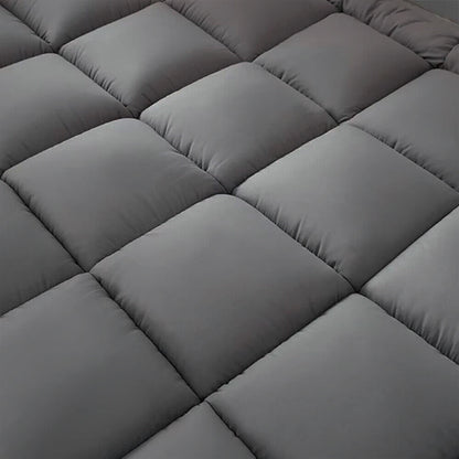 Grey Mattress Topper 4-Inch / 10cm Hotel Quality Deep Fitted Mattress Pad with Corner Elasticated Straps Quilted Box Stitch Breathable All-Season Comfort Single Double Small Double King Super King, 1000GSM Fiber Fill