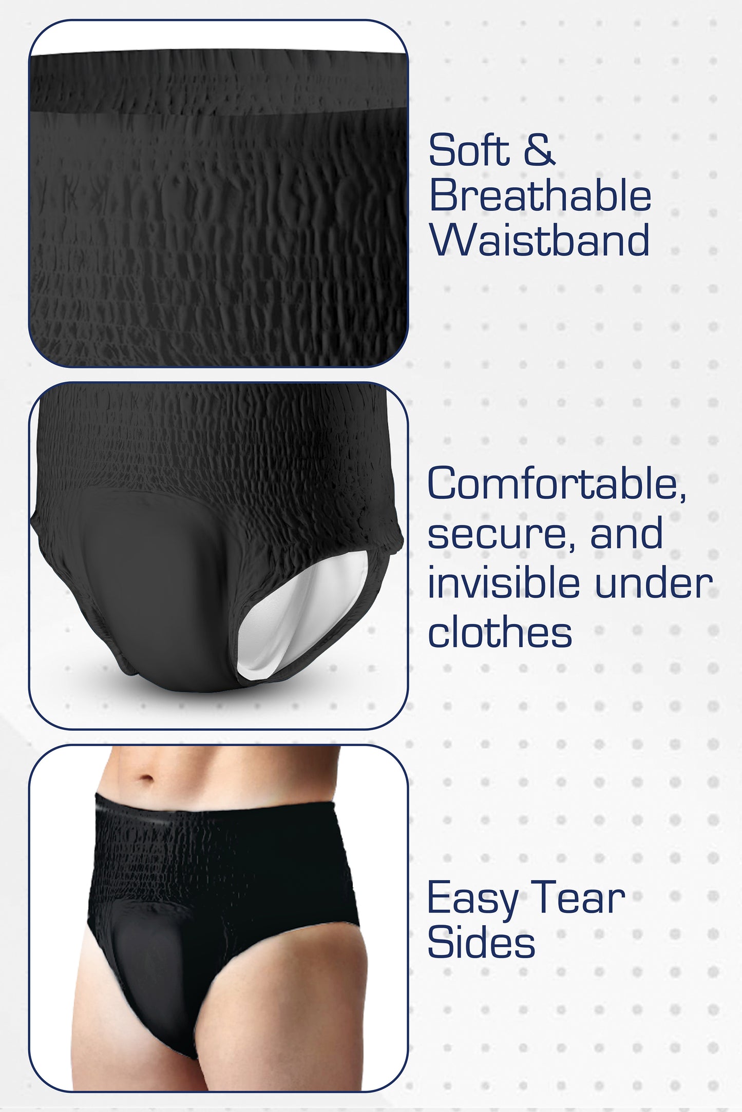 12 x Black Pull Up Pants Women & Men | Super Pull Up Pants | Adult Nappies | High Absorption and Soft-Stretch Waistband | Size S, M, L, XL | (1 Pack of 12)