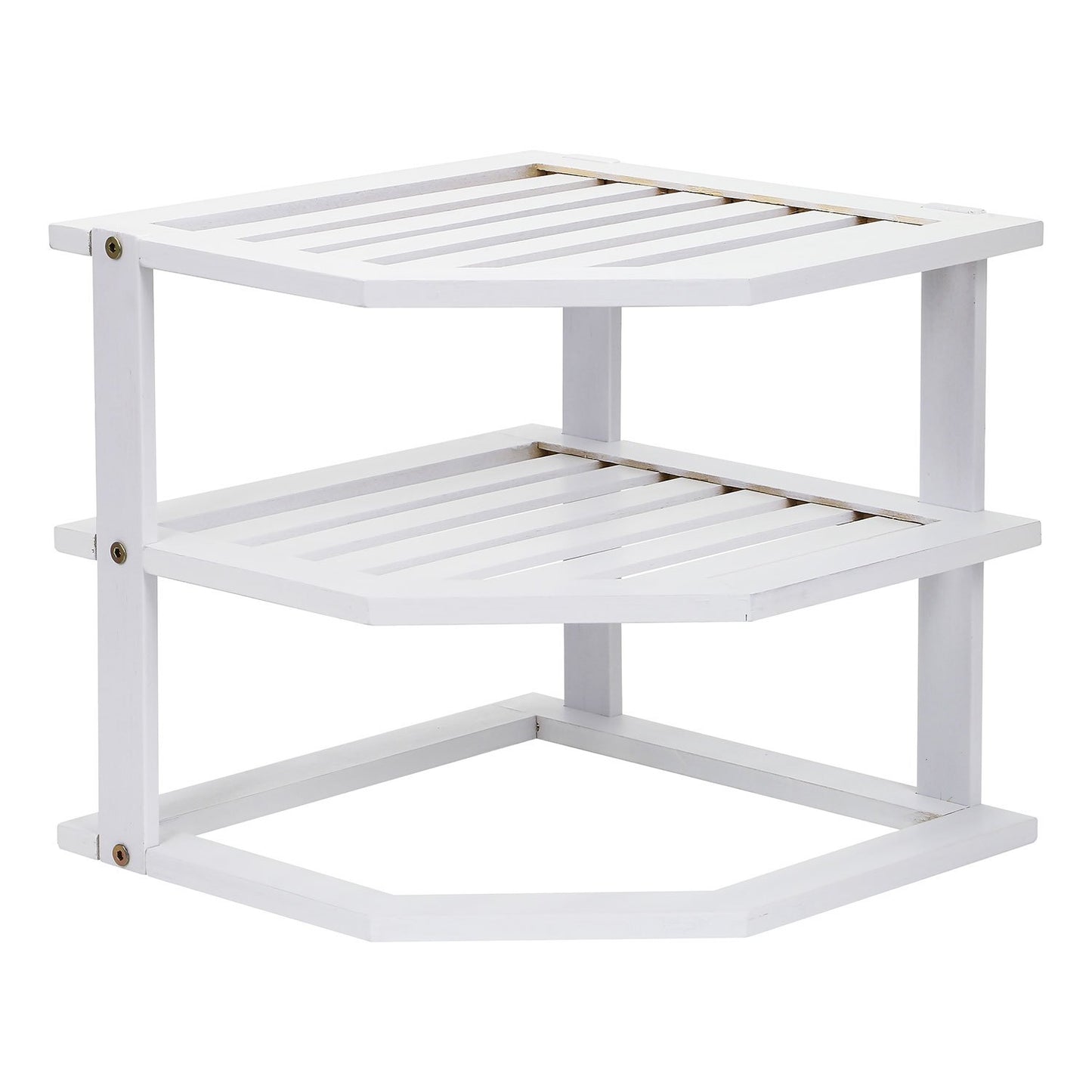 Bamboo Cabinet Shelf Organiser - 3 Tier Corner Shelf for Kitchen & Bathroom Countertop Cabinet Organiser Plate Rack Tidy Cupboard Shelf Insert Storage Organisation