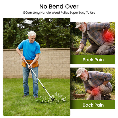 2-in-1 Weed Remover Tool with Telescopic Handle 42–150cm Stand Up Weeder Hoe Cultivator Rake Long Handle Garden Weeding Tool for Lawns, Borders, Raised Beds, Veg Patches