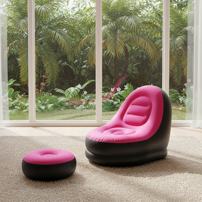 Multi-colour Everyday Outdoor Inflatable Sofa Set, PVC Material with Foot Pump, Portable Air Mattress with Footstool, Suitable for Picnics, Camping, Beach Trips, Travel and Home Use