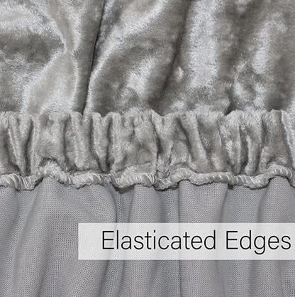Elegant Silver Grey Crushed Velvet Wrap Around Bed Skirt - 40CM Extra Deep Bedbase Cover for Bedroom Guest Room with Adjustable All Around Elastic for Easy Fit - Soft, Breathable, and Dust-Repelling