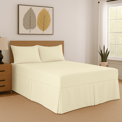 Base Valance Sheets Easy Care Plain Box Pleated Platform Bed Sheets in All Size